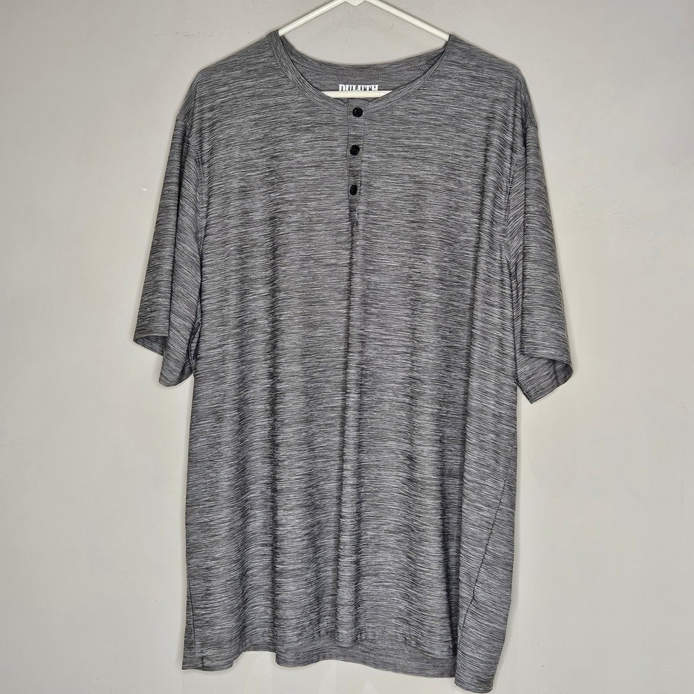 Duluth Trading Co Men's Gray Heathered Henley T-Shirt Size 2XL Short Sleeve